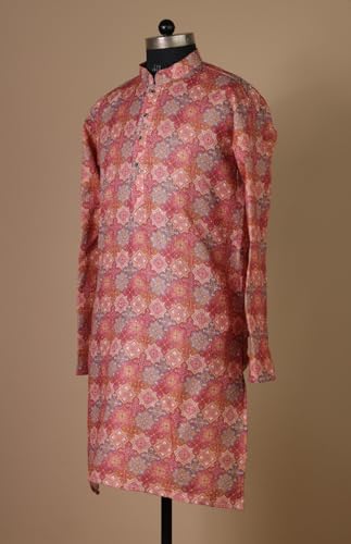 MOXTE Men's Cotton Floral Kurta, L, Design 19 - Image 5