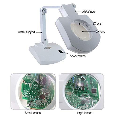 Lampe loupe blanc à 56 LED puissante avec lentille optique double 8D