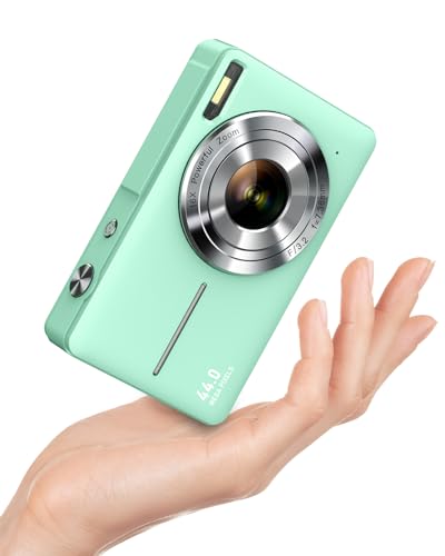 Digitalkamera 1080P FHD Fotokamera 44MP Fotoapparat Digital Kompaktkamera 16X Digitalzoom Einfache Vlogging Kamera Tragbare Kompakt Digitalkamera für Kinder Teenager Senioren Anfänger(Grün)