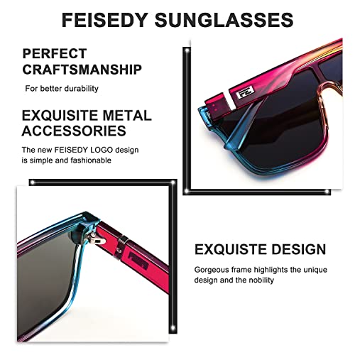 Image of FEISEDY Sunglasses for Women Men, Fashion Mirrored Single Lens Shades