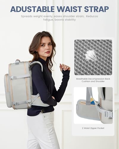 Image of LOVEVOOK 40L Travel Backpack with Waist Strap,Flight Approved Carry on Backpack,Waterproof Personal Item Travel Bag,TSA Carry on Luggage Suitcase Travel Essentials,Gifts for Women & Men,fit 17 inch Laptop