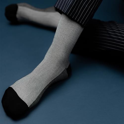 Image of Theater Black & White Men's Socks | Mercerised Cotton | Mid Calf Length | Anti-Bacterial | Luxury Business Essentials | Comfortable Fit