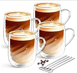 CAIEJSAEN 400ml 4er Set Latte Macchiato Gläser Doppelwandig Spiralförmig Kaffeegläser aus...