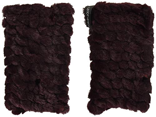 Calvin Klein Women's Knit Faux Fur Hand Warmer, dark cranberry, One Size