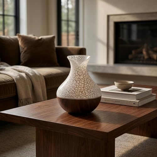 Image of Lakshiv Aroma Diffuser Humidifier for Room & Home with LED Light | Ultrasonic Cool Mist Air Humidifier for Bedroom | Essential Oil Diffuser | Wood Grain Finish | 30ml | Touch Operation (Brown Crystal)