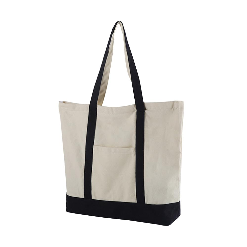 RPAEOY Bolso Mujer De Tela con Cremallera Grande Tote Bag Bolsa de Hombro Informal Bolsos de Playa Compras Adecuado Para Escuelas Universidades Viajes