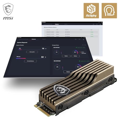 MSI SPATIUM M570 SSD 1TB con Heatsink - SSD interno PCIe 5.0 NVMe M.2, lettura 9500 MB/s, scrittura 8500 MB/s, 3D NAND, sicurezza dei dati integrata, Center - Garanzia 5 Anni (700 TBW) - Hdd - Immagine 9