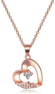 Nilu's Collection 18K Rose Gold Plated Necklace for Women and Girls | Love Pendant for Women | Valentine Special Heart Pen... Price In India