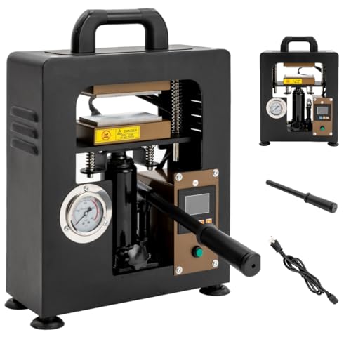 10 Ton Heat Press Machine 2.4X4.7 Inch w/Dual Heated Plates & Pressure Gauge & LCD Time Temp Controller