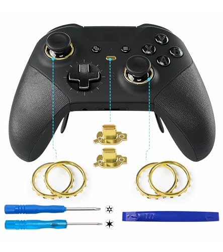 Image of Ceozon Replacement Joystick Rings Accessories Kit for Xbox Elite 2 Controller Xbox One Elite Controller Series 2, Included Sharing Button, Screwdriver Gold