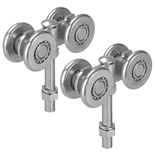 HOTYELL Trolley Assembly Silent Rollers Wheel for 1-3/4 Wide and 2-1/4 or Taller Rail Hanging Track Beam Trolley Used for Heavy Barn or Shed Sliding Doors