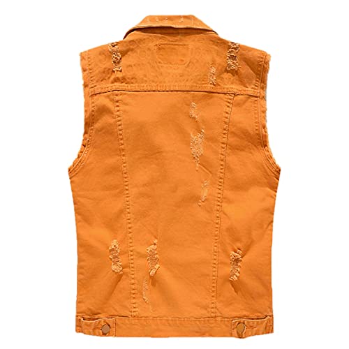 INVACHI Men's Casual Lapel Denim Vest Vintage Sleeveless Jeans Vest Slim Fit Jacket2