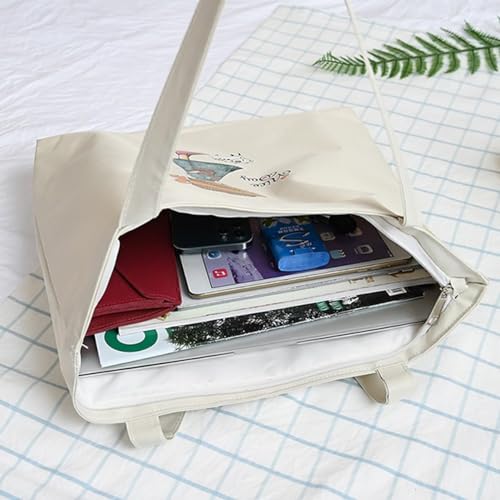 HSR-Tote-Bags-For-Women-Girls-Canvas-Handbag-Zipper-Large-Capacity-Fashion-Bag-for-College-Office-Nice-Day-Girl-Print