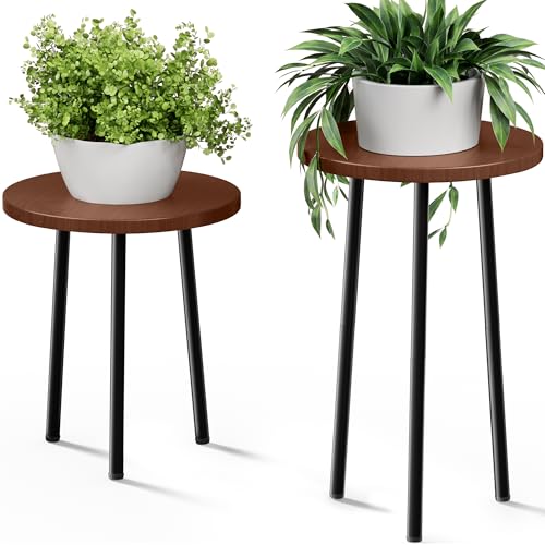 SAKSUN Plant Stand Indoor, Mid Century Plant Holder 2 Pack