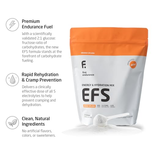 Image of EFS Hydration & Endurance Drink Mix - Premium Carbohydrates for Energy & Performance, Electrolytes for Rapid Rehydration & Running, Cycling and Triathlon Nutrition | Isotonic Energy Fuel | Orange