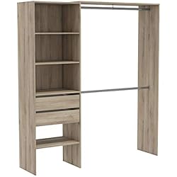 Demeyere Kit de Armario 2 Barras colgadoras Columna con 4 estantes y 2 cajones habitacion Dormitorio vestidor 205x185x44 cm