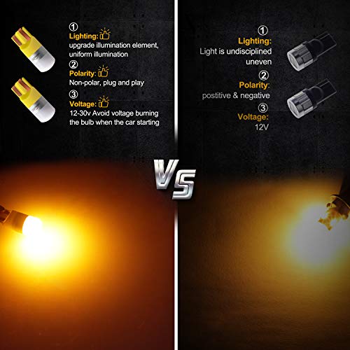 Hercoo Dually Bed Fender Side Marker Lights Cab Marker Top Clearance Running Lamp T10 1-3030-Smd Amber Led Bulbs Compatible With 1999-2016 Ford F150 F250 F350 F450 F550, Pack Of 2 #TOP2