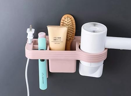 Killerzone Hair Dryer Rack Comb Holder Bathroom Storage Organizer Self-adhesive Wall Mounted Stand for Shampoo Straightener