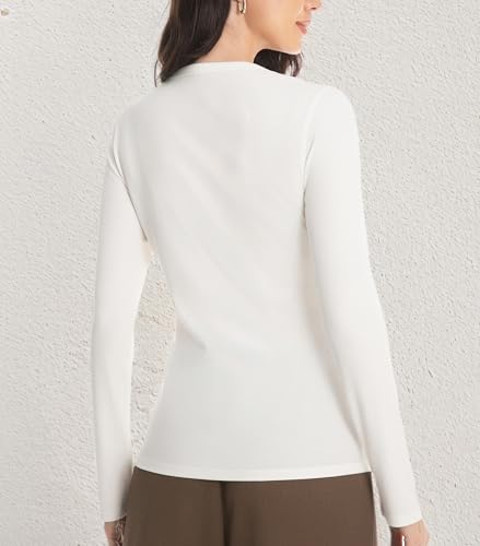 Womens Double Lined Tops Long Sleeve Slim Fit Shirts Y2K Going Out Crop Top Fall Fashion Outfit for Women Trendy2