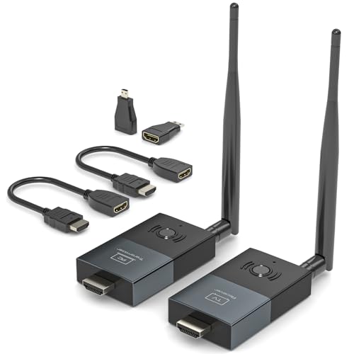Wireless HDMI Transmitter and Receiver, 330FT/100M Wireless HDMI Extender for 4K Decode Input 1080P@60Hz Output, Plug&Play Portable 2.4G+5.8G for Video and Audio to Monitor from PC/Projector/TV Box