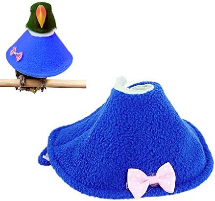 ZJWP Adjustable Bird Parrot Tapered Collar, Bird Anti-Bite Collar Recovery Collar, Help Wound Healing(M, Blue)