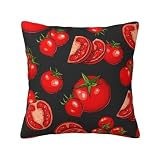 Modello di verdure con pomodori, morbidi copricuscini quadrati con cerniera, 18 x 709 pollici, copricuscini con cerniera per cuscino