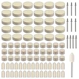 EsiFare ウールバフ ミニルーター ビット フェルト 研磨 コンパウンド 鏡面仕上げ バフ 電動ドリル ポリッシャー 金属磨き フェルト ガラス研磨用バフ 仕上げ 鏡面研磨用円筒/砲弾/尖頭100個入り