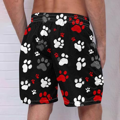 Mens Cute Dog Paw Graphic Beach Shorts Summer Casual Loose Plus Size Swim Trunks with Pocket Hawaiian Short Pants3