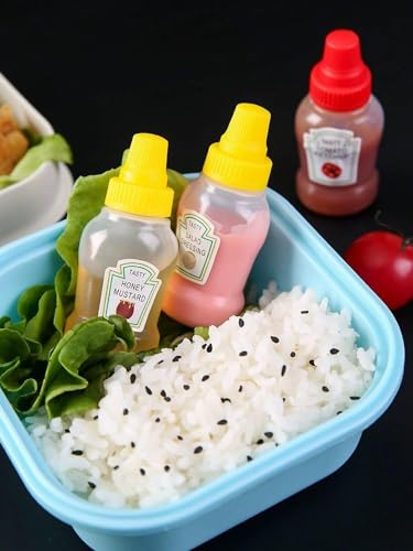 زجاجة صوص فارغة صغيرة الحجم للطلاب ويمكن اصطحابها إلى العمل، حاوية صغيرة محمولة لصوص الصويا والتوابل (4 قطع)، مكس