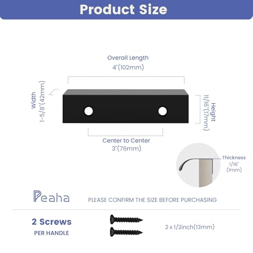 Image of Goldenwarm Black Cabinet Handles 3 Inch 10 Pack, Finger Pulls for Cabinets, Edge Pull for Dresser Drawers, Aluminum Alloy, Modern Kitchen Hardware for Dresser Bathroom Closet and Cupboard