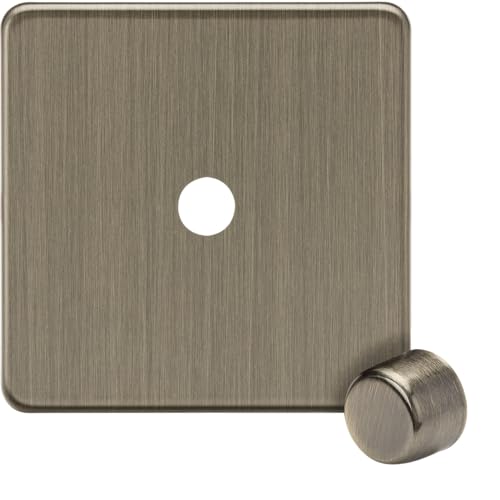 Knightsbridge 1G Dimmer Plate with Matching Metal Dimmer Cap - Antique Brass