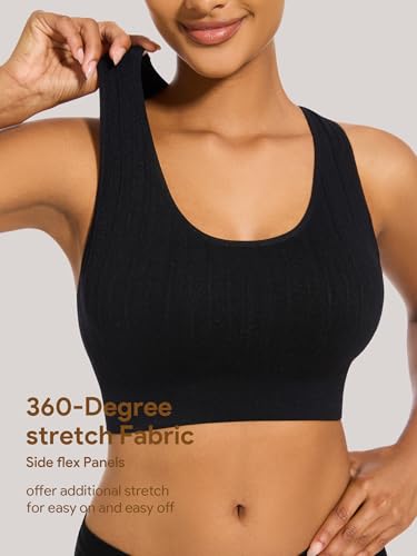 HBselect 5 Pack Sport Bras for Women, Seamless Comfortable Yoga Bra with Removable Pads4