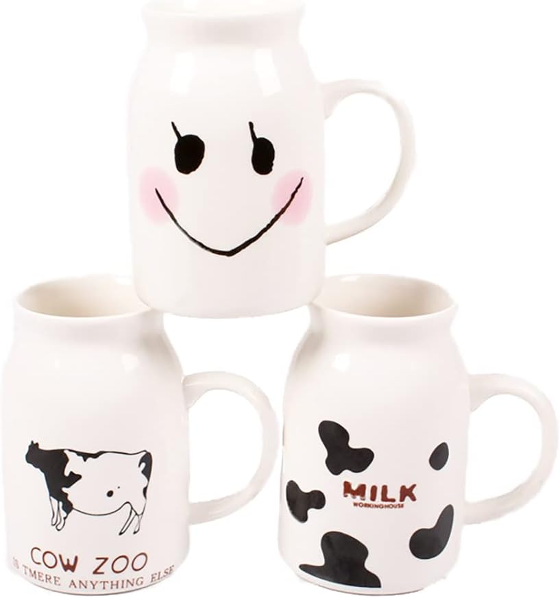 ZaH Milk Bottle Mug Ceramic 8oz Morning Mugs for Home Office School Restaurant Club Party, Milk Cup Novelty Coffee Mug Water Juice Cups, Milk image 3