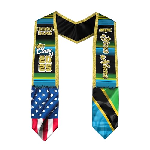 Tanzania Graduation Sash, Custom Tanzania American Flag Graduation Sash 2025, Tanzania Graduation Stole 3