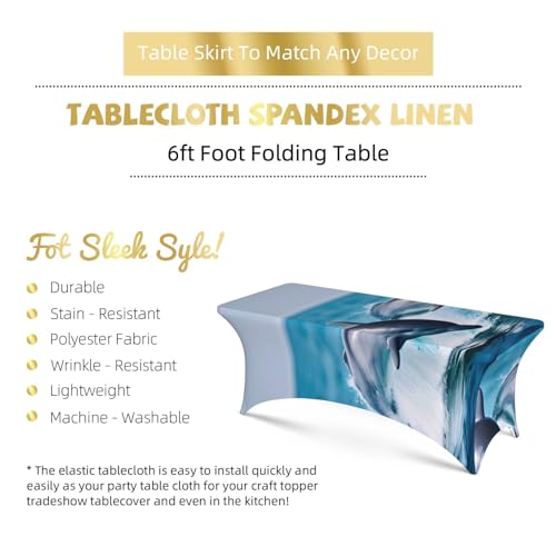 Nappe motif dauphin 1,8 m extensible contre les plis de table - 6