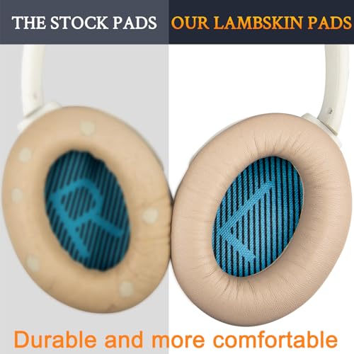 Almohadillas de piel para auriculares Bose, repuesto compatible con modelos QuietComfort 15, QC25, QC2, QC35, Ae2, Ae2i, Ae2w, SoundTrue y SoundLink en beige brillante miniatura 4