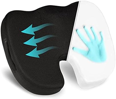 Coccyx Seat Cushion with Ergonomic Design and Memory Foam. Lower Back Sciatica and Tailbone Pain Relief. Car Seat Cushion with Breathable Mesh and Premium Comfort While Driving, Gaming and Office.