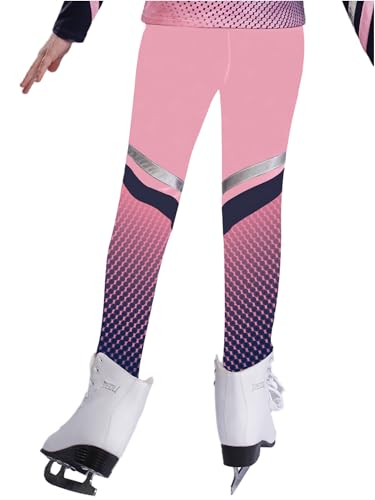Kaerm Kids Girls Ice Skating Pants Gymnastics Athletic Leggings Gradient Dots Print Sport Tights for Competition2
