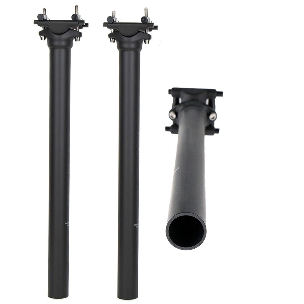 Tija Sillin 1 Uds. Tija de sillín ultraligera de carbono íntegramente, sillín de bicicleta de carretera, sillín de bicicleta de montaña, 3K, longitud negra, 350 / 400mm Tija Telescopica Mtb(27.2X300-6