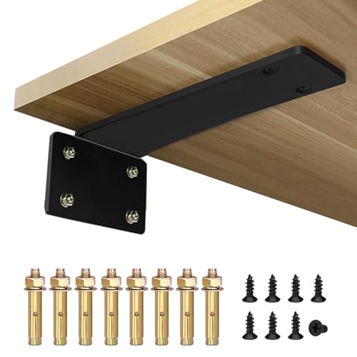 KOCOMART 棚受け金具 2個セット 厚さ5mm 隠し棚受け diy棚 耐荷重80KG以上 長さ14cm 黒