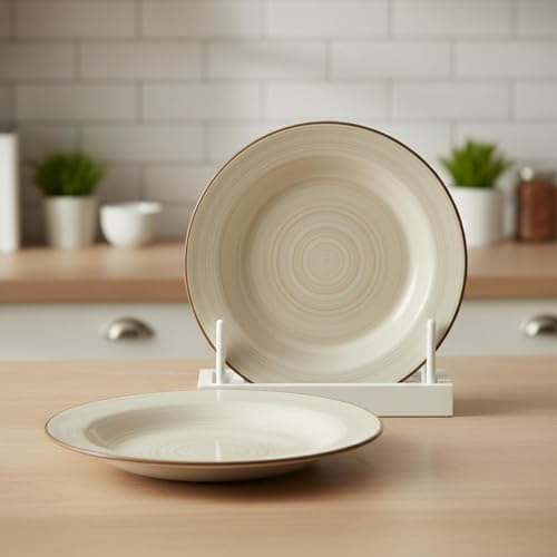Image of Pasta Bowl Set of 2 | 7 Inch, Deep Soup & Salad Serving Plates | Microwave & Dishwasher Safe Big Bowl | Stylish Kitchen Tableware for Pasta, Soup & Everyday Dining (2, Beige)