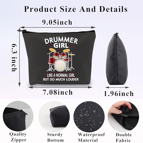 PLITI Drummer Girl Gift Drumming Gift Drum Player Gift Drummer Girl Like a Normal Girl But So Much Louder Drummer Makeup Bag (Drummer Girl bagblU) - Image 2