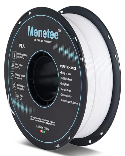 MENETEE PLA Filament 1.75mm, White PLA 3D Printer Filament, 1.75 White 3D...
