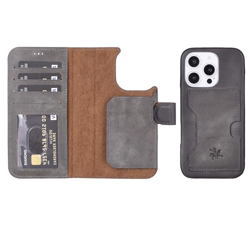 Étui portefeuille Venito Florence en cuir véritable pour iPhone 16 Pro antichoc