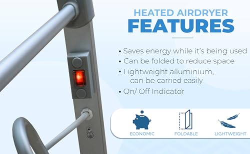 HomeRepublic Deluxe Maxi Plus Electric Air Dryer 3 Tier plus Shoes Rack Clothes Dryer Energy Saving Multi Purpose Clothes Rack Less Than 6p per Hour (3 Tier) - Image 4