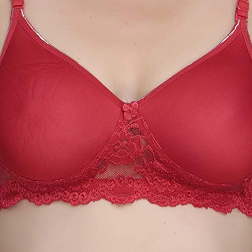 Image of Women Padded Bra - Made of Pure Cotton Full Coverage Non Wired Seamless Pushup Soft Cup for T-Shirt Saree Dress Sports Garment for Daily Use Everyday