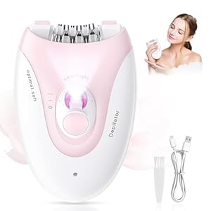 Epilator for Women, Cordless Rechargeable Hair Removal Device, with LED Light & 2 Speeds, Electric Trimmer Tweezer for Face Legs Arms Underarm Armpit Bikini