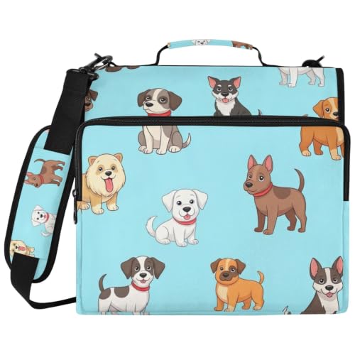Portefeuille à fermeture éclair haute capacité bleu : Organiseur de Bureau Motif Chiens