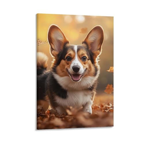 Toile corgi murale pour raviver un mur blanc et égayer un petit appartement