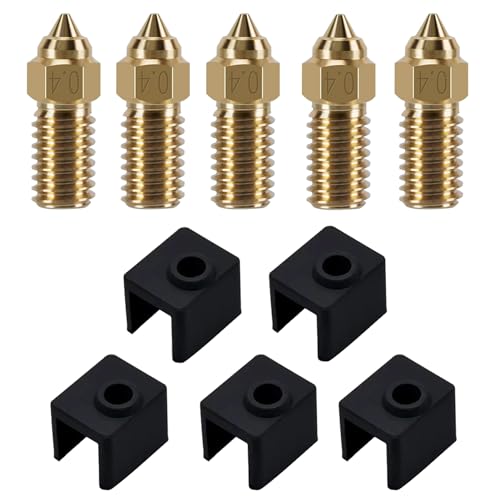 KOYOFEI 5PCS 0.4mm Nozzles and 5PCS Silicone Socks Kit for Neptune 4, 3D Printer Accessories 5PCS 0.4mm Brass Nozzles and Silicone Socks for Elegoo Neptune 4, Neptune 4 Pro